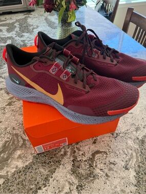 Nike Pegasus Trail 3 Men’s Shoes - Burgundy with Gold Swoosh